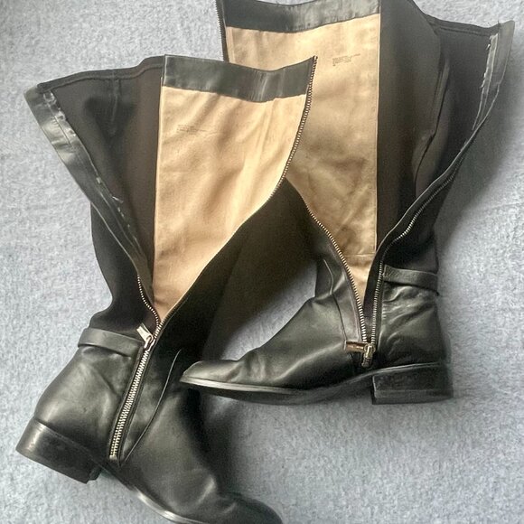 Michael Michael Kors Black Leather Riding Boots 9M – Equestrian Knee High Stretc - Picture 7 of 10